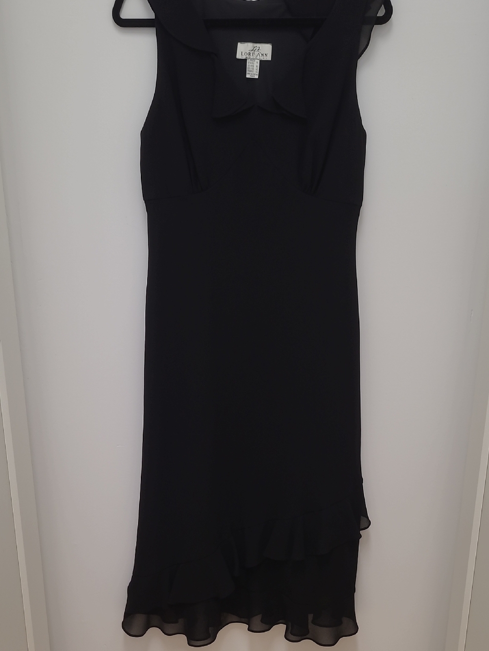 Black Sleeveless Ruffle-Hem Midi Dress
